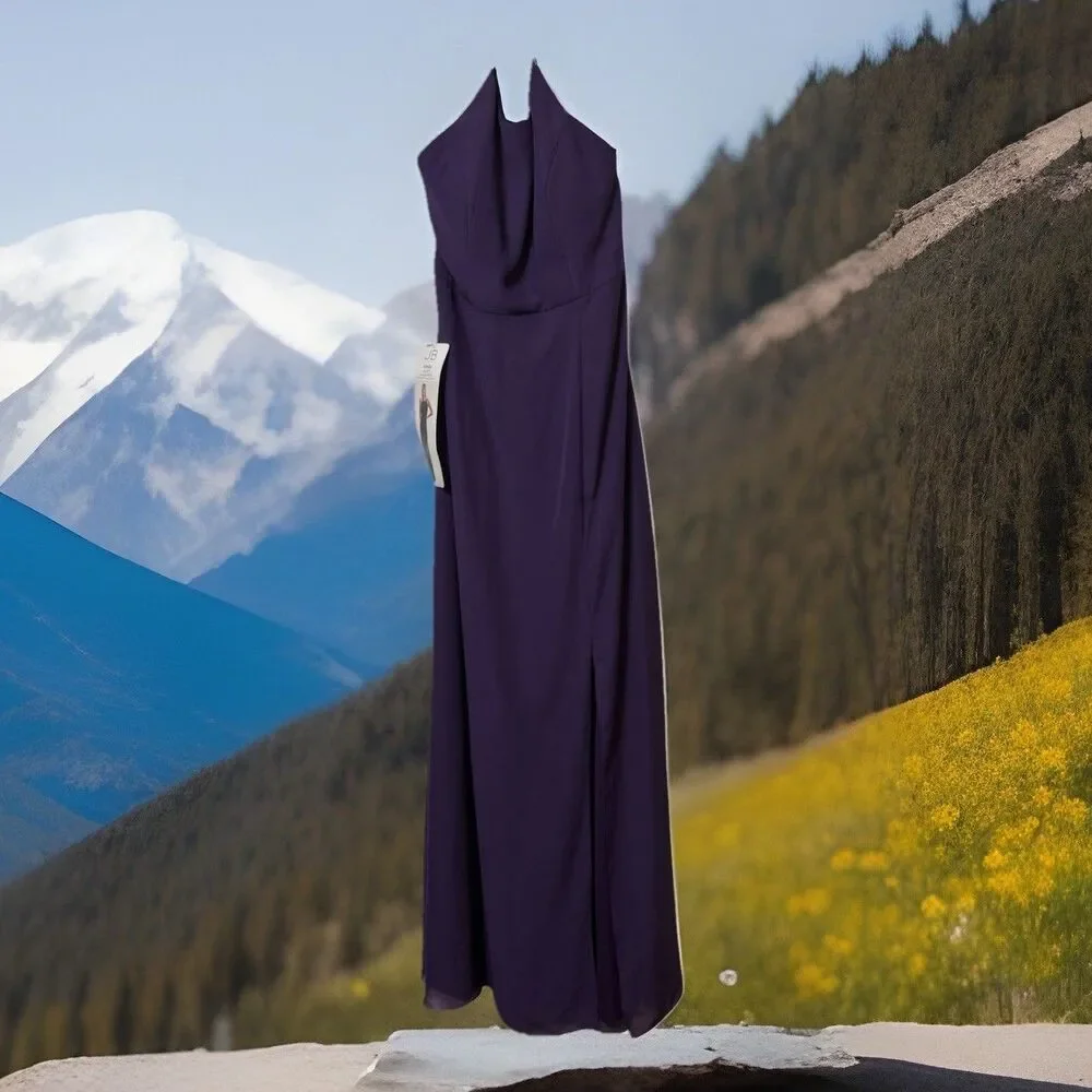 Chic GB Purple Charlotte Chiffon Maxi Dress Sz14 Wedding Party‎ Boho Sweet Cute